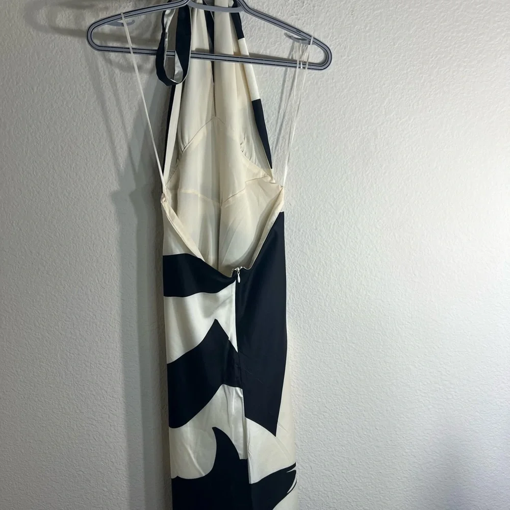 Anthropologie women’s Bardot Citron abstract colorblock print Halter Midi Dress - Picture 6 of 12